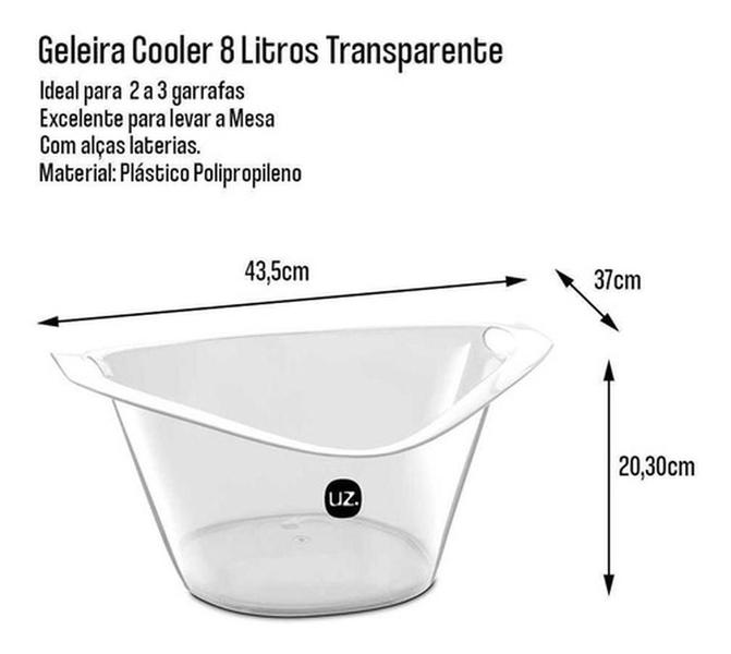 Balde De Gelo Gold 8 Litros Transparente Translucido Uz Imagem de Balde De Gelo Gold 8 Litros Transparente Translucido Uz