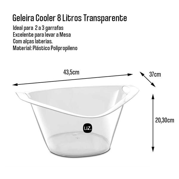 Imagem de Balde de Gelo Gold 8 Litros Transparente Translucido UZ151 UzUtil