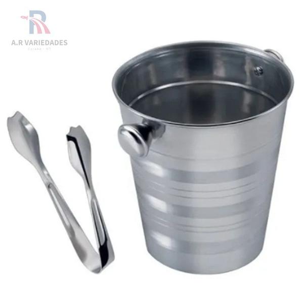 Imagem de Balde De Gelo Inox 1,1l Com Pegador Inox Para Bebidas