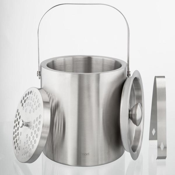 Imagem de Balde De Gelo Inox 2,5L Parede Dupla Tampa Pegador Separador