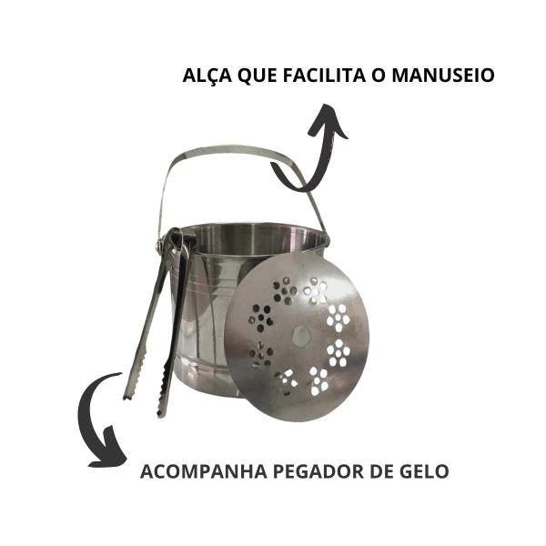 Imagem de Balde de Gelo Inox com Aparador e Pegador Kehome 5101