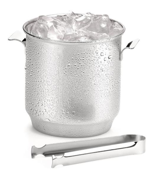 Imagem de Balde De Gelo Inox Com Pegador Pinça 1,3 Litros Bar Drinks Bebidas Festa Gelar Aço Inoxidável Mesa Servir Ice Alto Padrão Qualidade Forma Inox