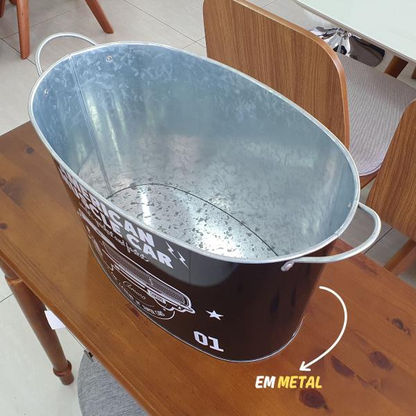 Imagem de Balde de Gelo Metal Oval Preto Grande Cerveja Bebidas Camaro