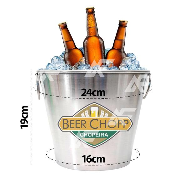 Imagem de Balde De Gelo P/ Garrafa Vinho Cerveja Alumínio Beer Chopp