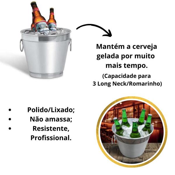 Imagem de Balde de Gelo Pequeno 2,6 Litros Polido Garrafa Long Neck Latinha Resistente Profissional Bar Restaurante Hotel