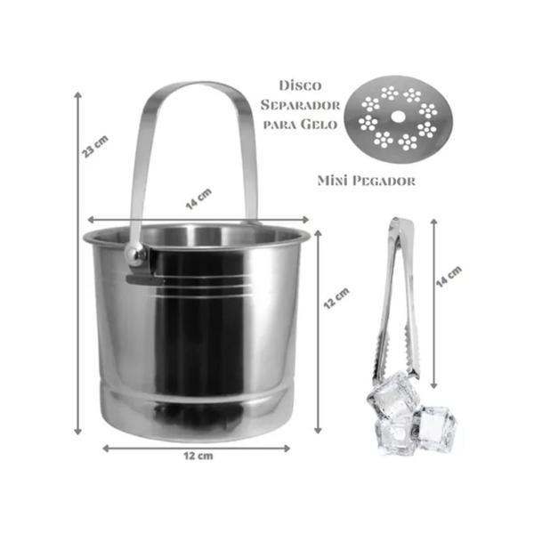 Balde De Gelo Pequeno Aço Inox Com Pegador e Bandeja Separadora Para Bebidas Whisky Drinks Kehome Imagem de Balde De Gelo Pequeno Aço Inox Com Pegador e Bandeja Separadora Para Bebidas Whisky Drinks Kehome