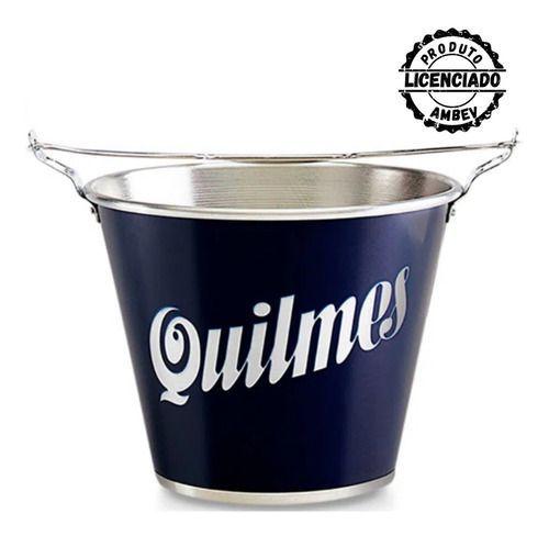 Balde De Gelo Redondo Em Alumínio Quilmes Licenciado Imagem de Balde De Gelo Redondo Em Alumínio Quilmes Licenciado