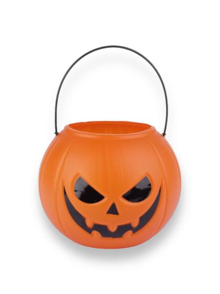 Imagem de Balde de Halloween Abóbora 15cm com Alça Laranja