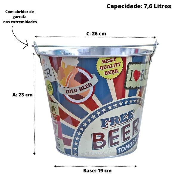 Imagem de Balde de metal galvanizado para cerveja 7.6 litros