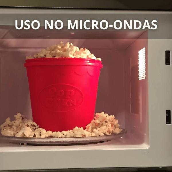 Imagem de Balde De Pipoca Pipoqueira De Microondas Silicone Com Tampa Casa Cozinha Milho Sem Óleo Micro-ondas 1,5 Litros