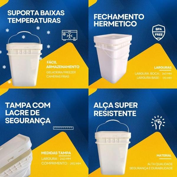 Imagem de Balde De Plástico Fermentador 20 L Alça Plast 2 Und