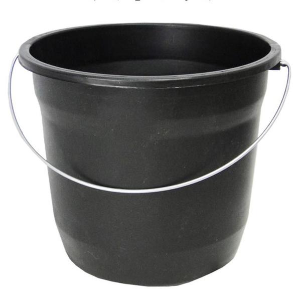 Imagem de Balde De Plastico Redondo Preto Com Alca De Metal 5L 19X23Cm