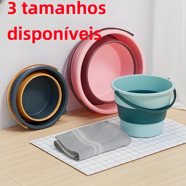 Imagem de Balde de Silicone Dobrável Portátil - 3 Tamanhos - Ideal para Pesca, Camping e Outras Atividades