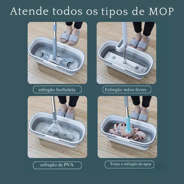 Imagem de Balde Dobrável Retrátil Retangular com Rodinhas - Compacto, Prático e Multiuso para Casa e Viagens