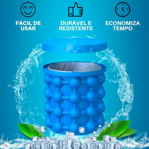 Imagem de Balde Forma de Gelo Cerveja Baldinho Presente Silicone Colocar Fazer Ice Magic Espumante Mini Pequeno Bebidas Copo