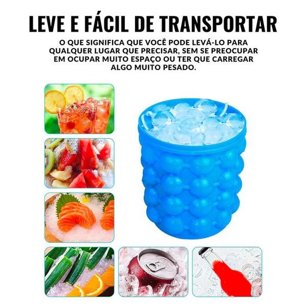 Imagem de Balde Forma de Gelo Cerveja Baldinho Presente Silicone Colocar Fazer Ice Magic Maçã Bebidas Copo Rápido 40 Cubos