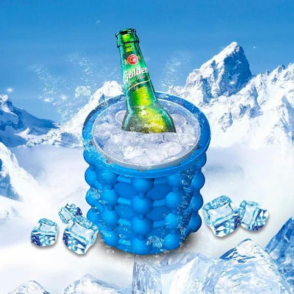 Imagem de Balde Forma de Gelo Cerveja Baldinho Presente Silicone Colocar Fazer Ice Magic Maçã Bebidas Copo Rápido 40 Cubos