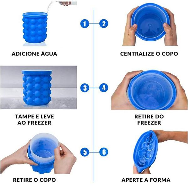 Imagem de Balde Forma de Gelo Cerveja Baldinho Presente Silicone Colocar Fazer Ice Magic Maçã Espumante Energético Bebidas Copo