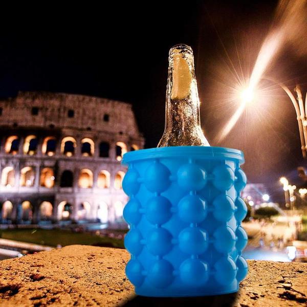 Imagem de Balde Forma de Gelo Cerveja Baldinho Presente Silicone Fazer Rápido Ice Magic Espumante Bebidas Copo 40 Cubos