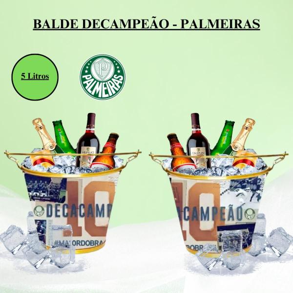 Imagem de Balde Gelo 3 Garrafas 600ml Cerveja Palmeiras Decampeão 5Lts