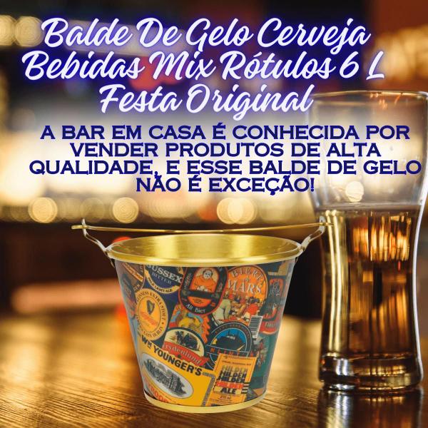 Imagem de Balde Gelo Cerveja Bebidas Mix Rótulos 6 L Original Alumínio