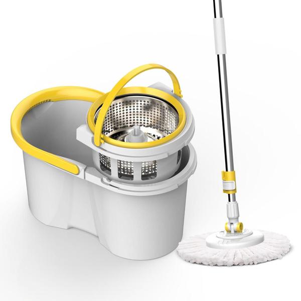 Imagem de Balde Mop Concept Max Esfregão Com Cesto Inox Cabo 1,60 Metros Com 3 Refis