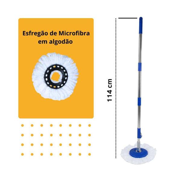 Imagem de Balde Mop Esfregão Giratório de Limpeza 8 Litros - Cadeiras INC