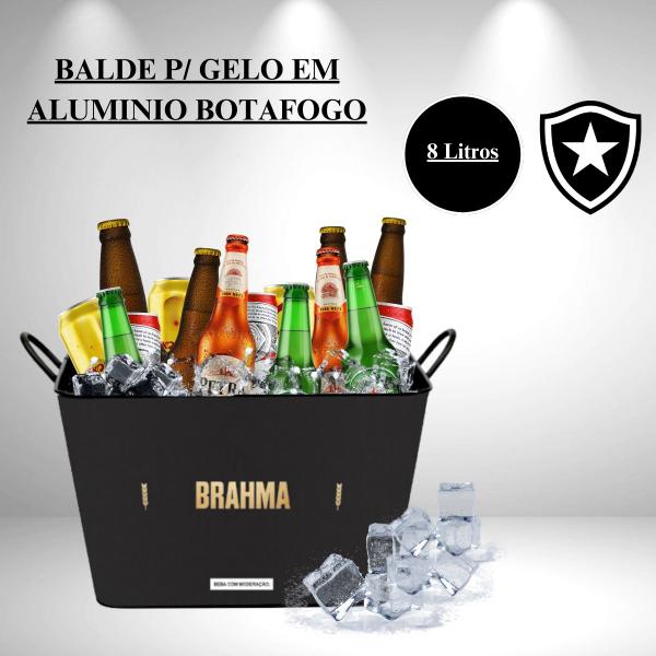 Balde p/ gelo em aluminio 8 lts. retangular botafogo - Globimport Imagem de Balde p/ gelo em aluminio 8 lts. retangular botafogo