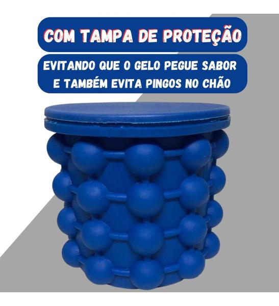 Imagem de Balde Para Fazer Gelo Cubos Rápido Silicone Azul Porta Latas