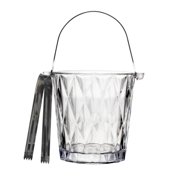 Balde para gelo de vidro com alça e pegador Diamond 1L - LYOR Imagem de Balde para gelo de vidro com alça e pegador Diamond 1L