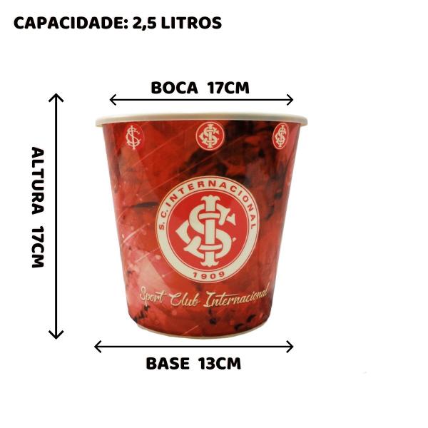 Imagem de Balde Para Pipoca Grande 2,5l Time Clube Internacional Oficial Licenciado