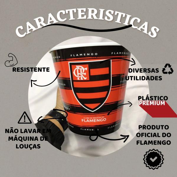 Imagem de Balde Para Pipoca Grande 2,5l Time Escudo Flamengo Oficial