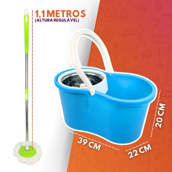 Imagem de Balde Perfect Mop 180 Giratório Limpeza Geral Esfregão 8l