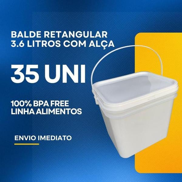 Imagem de Balde Retang 3.6Lts Fermentador Atóxico -35 Pçs