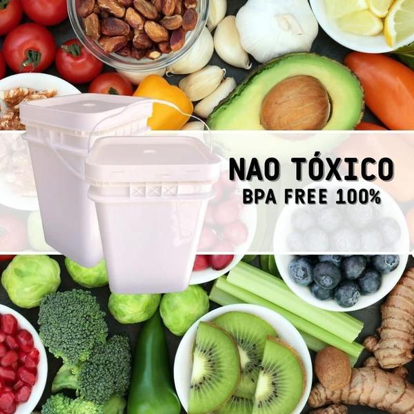 Imagem de Balde Retangular 20L com Tampa Lacre - 100% BPA Free