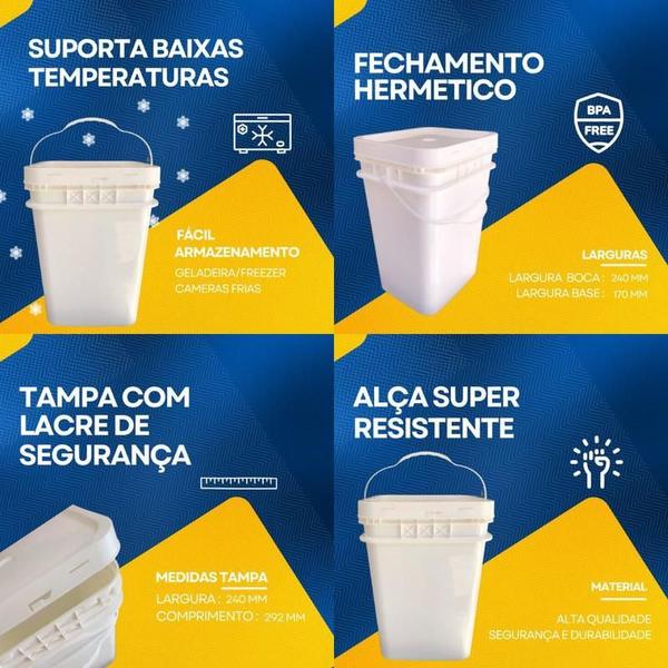 Imagem de Balde Retangular 20Lts Fermentador De Cerveja 20 Pcs