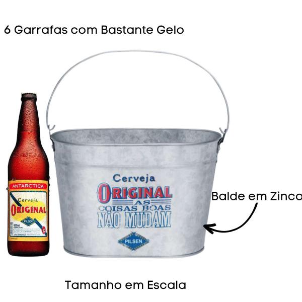 Balde Servir Cerveja Bebidas Original Oblongo Zinco com Alça - Alumiart Imagem de Balde Servir Cerveja Bebidas Original Oblongo Zinco com Alça