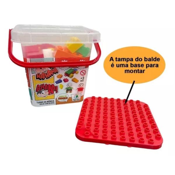 Balde Turma da Mônica Blocos de Montar 44 peças c/ Boneco - Monte Líbano Imagem de Balde Turma da Mônica Blocos de Montar 44 peças c/ Boneco