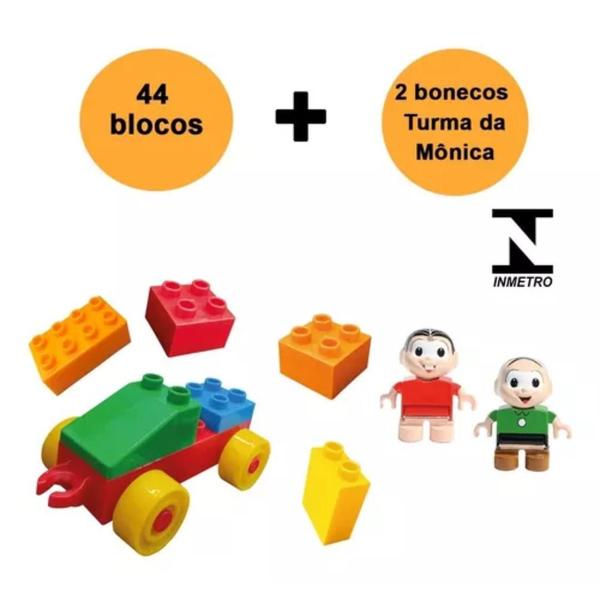 Balde Turma da Mônica Blocos de Montar 44 peças c/ Boneco - Monte Líbano Imagem de Balde Turma da Mônica Blocos de Montar 44 peças c/ Boneco