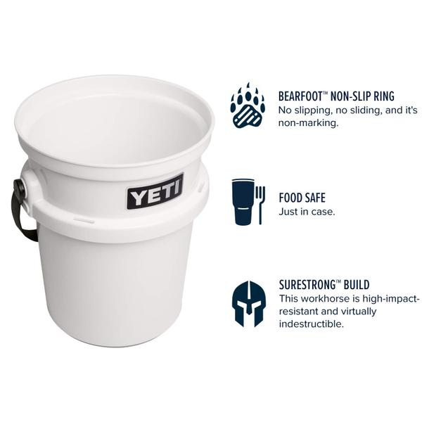 Imagem de Balde YETI Loadout de 5 galões, balde de pesca/utilitário resistente a impactos, branco