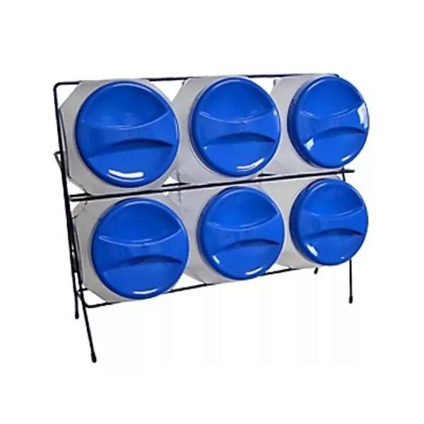 Imagem de Baleiro Bomboniere Fixo 2 Andares 6 Potes Resistente Azul Azul