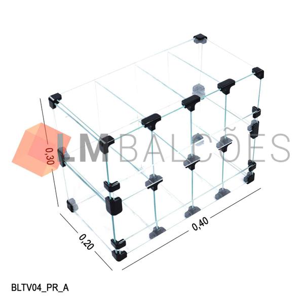 Imagem de Baleiro Expositor Preto de Vidro 0,40 x 0,30 x 0,20m