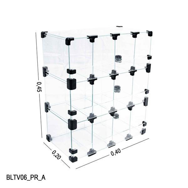 Imagem de Baleiro Expositor Preto de Vidro 0,40 x 0,45 x 0,20m