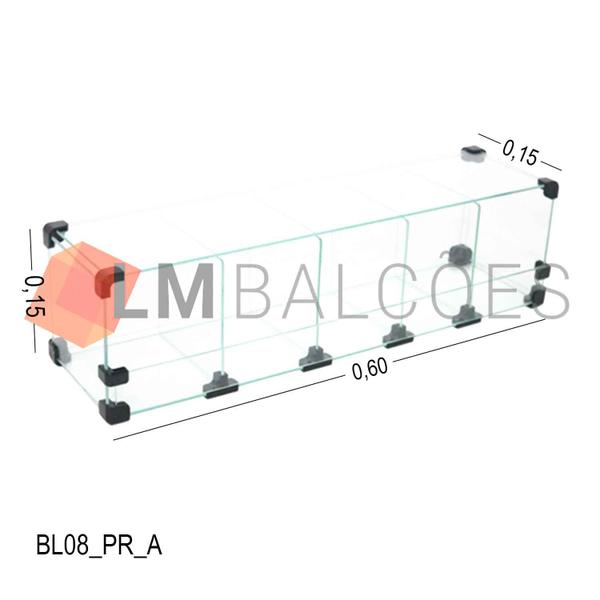 Imagem de Baleiro Expositor Preto de Vidro - 0,60 x 0,15 x 0,15m