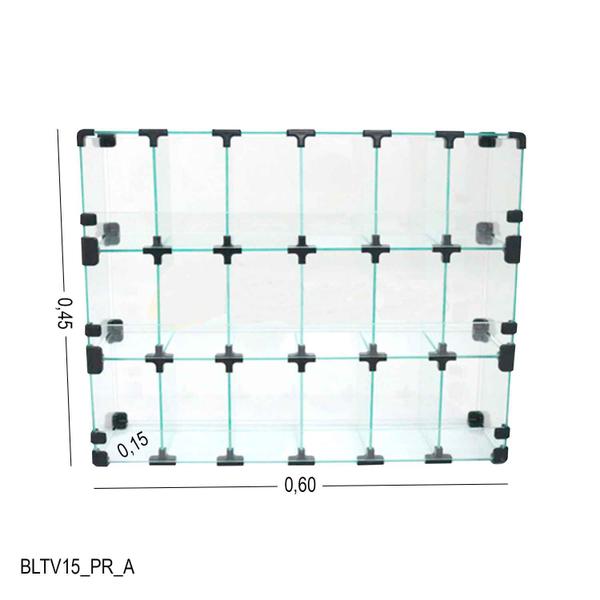 Imagem de Baleiro Expositor Preto de Vidro 0,60 x 0,45 x 0,15m