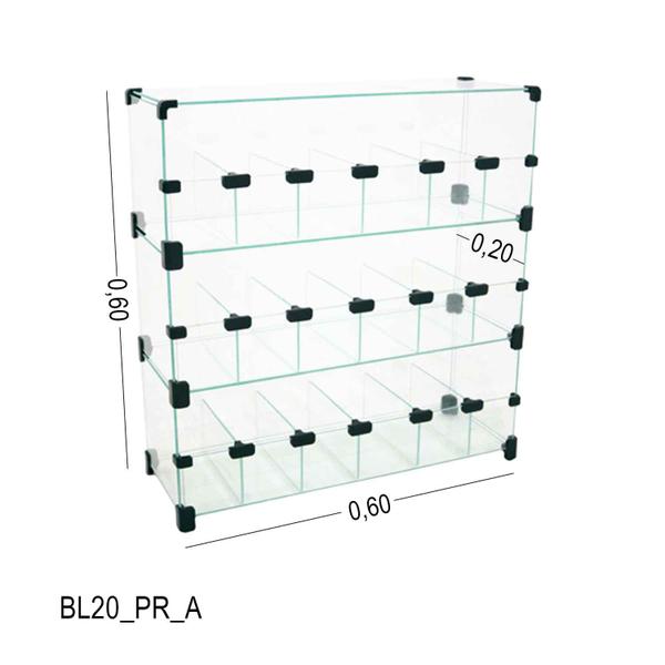 Imagem de Baleiro Expositor Preto de Vidro - 0,60 x 0,60 x 0,20m - 18 Casulos