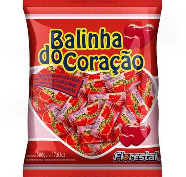 Imagem de Balinha Do Coração 500Gr Florestal Alimentos Sabor Morango