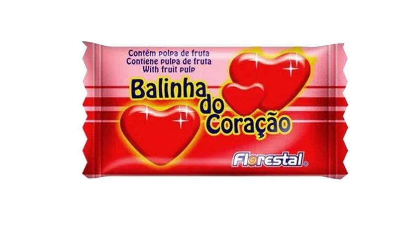 Balinha do Coração Morango 500g - Florestal-kit 2 Pacotes Imagem de Balinha do Coração Morango 500g - Florestal-kit 2 Pacotes