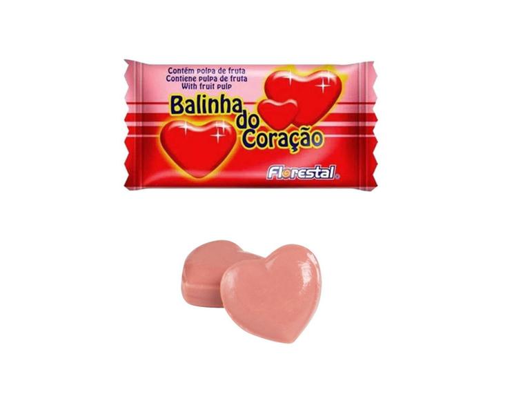 Balinha do Coração Morango 500g - Florestal-kit 2 Pacotes Imagem de Balinha do Coração Morango 500g - Florestal-kit 2 Pacotes