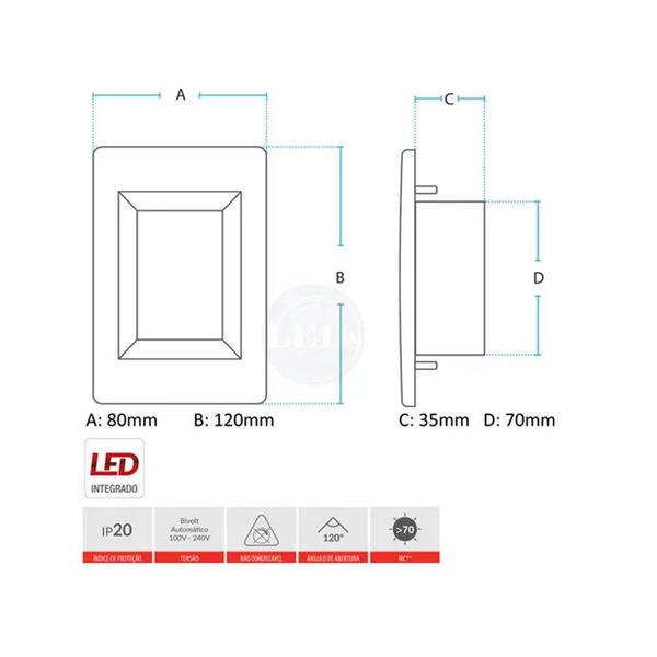 Imagem de Balizador Led Embutir Elegance 4x2 Luz Amarela Avant Preto